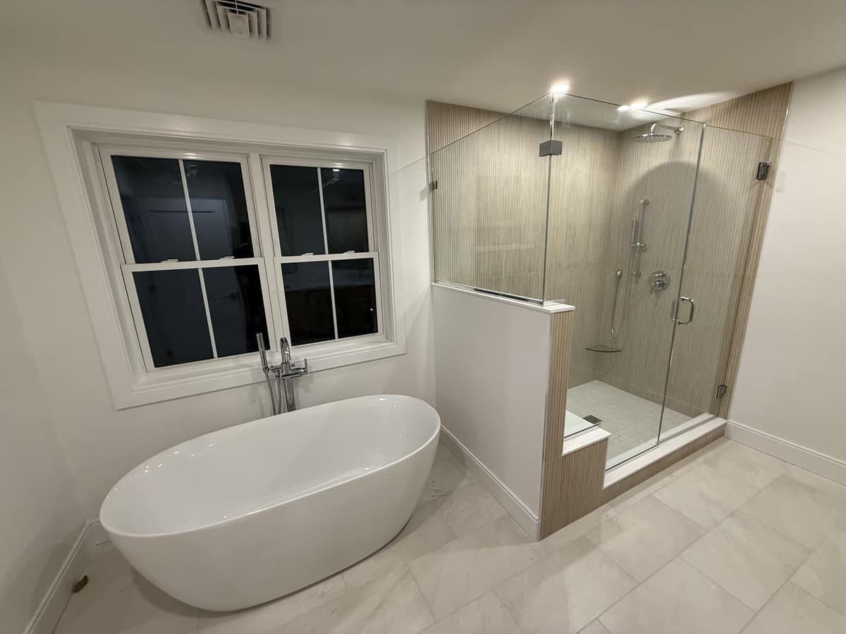 Freestanding tub + glass shower, full rough-in and finish — Precision Plumbing Solutions